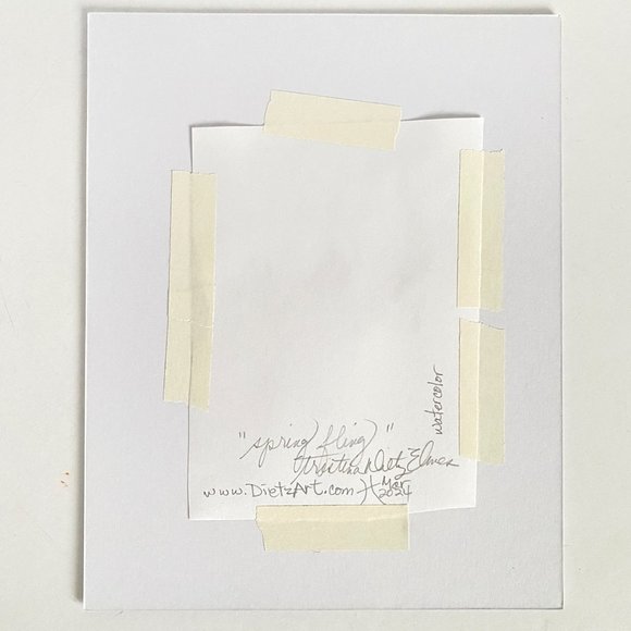 Spring Fling Original Wall Art Minimalist Flowers Watercolor Painting Mat 8x10in - Picture 3 of 4